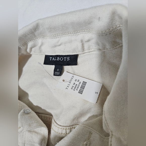 Talbots Womens Scallop Trim Cream Denim Jacket NWT - Picture 7 of 10